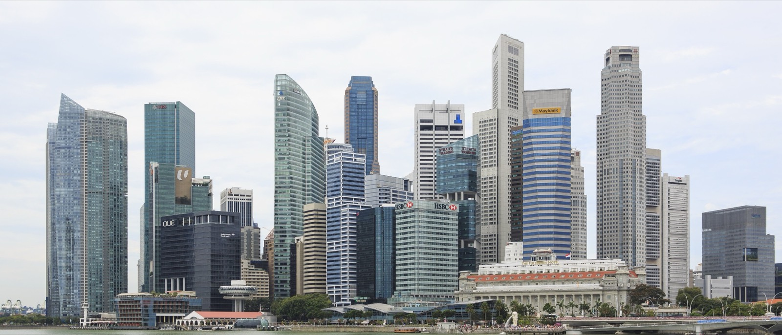 The Singapore central business district skyline seen across Marina Bay